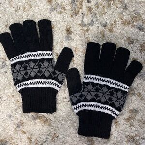 Black and Gray Knit Gloves adult small